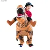 Theme Costume Adult Child Boy Girl Funny table Dinosaur Come Riding Brown T Rex Fancy Dress Kids Performance Halloween Theme PartyL231007