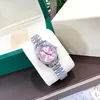 Lyxkvinnor tittar på rostfritt stål kvartsrörelse japan batteri 28mm diamant fodral titta rosa ansikte livsstil vattentät designer armbandsur montre de luxe