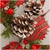 Decorative Flowers Wreaths Christmas Home Decor Front Door Winter Wreath With Pine Cones Artificial Farmhouse Decorations For Drop Del Dh2Ah