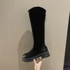 Bottes hautes mais à hauteur de genou pour femmes, automne et hiver 2023, cigarettes à la mode, assorties avec tout, semelles fines et épaisses