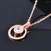 Collane con ciondolo SINLEERY Collana rotonda a cerchio con zirconi in oro rosa color argento a catena corta per gioielli da donna XL689