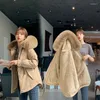 Piumino da donna versione coreana del cappotto da superamento 2023 Giacca in lana con cappuccio imbottito in cotone e imbottitura in velluto M-2XL