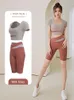 Actieve sets Dames Yoga Set Lente Zomer Middenrif-baring Top Korte mouw Sportbeha Running Pant Gym Fitness Vrouwelijke kleding