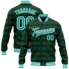 Herrenjacken, individuell gestaltete grüne Vintage-USA-Flagge – schwarze Bomberjacke mit durchgehendem Druckknopf, Varsity-Letterman-Jacke, Baseball-Knopf