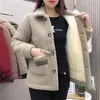 Women's Fur Faux Fur 2023 New Winter Imitation Lambswool Jacket Padded Thicken Solid Color Pocket Mother Fur Coat Women ParkasL231007