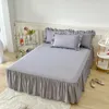 Jupe de lit couleur unie en dentelle à volants, 1 pièce, couverture de lit de chambre à coucher, jupe de lit antidérapante, couvre-matelas, drap de lit, 231013