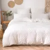 مجموعات الفراش Wostar Summer Summer White Pitch Pinch Cover Cover 220x240cm Luxury Double Bed Cover Cover Cover Set Queen King Size Cofforter Cover 231007