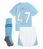 2023 2024 Kits de futebol infantil HAALAND JERSEYS DE FUTEBOL GREALISH STERLING MANS CIDADES MAHREZ DE BRUYNE FODEN kit de futebol