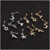 Other Stainless Steel Star Moon Crown Helix Piercing Stud Earrings For Women Small Dangles Cartilage Jewelry Drop Delivery Body Otnpt