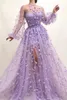 Robes décontractées Zoctuo Purple Formelle pour les femmes Soirée Banquet Fleur Brodée Mesh Tulle Robes longues Robe de demoiselle d'honneur élégante