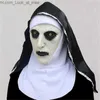 Party Masks The Nun Latex Mask With Headscarf Crucifix Terror Face Masks Scary Cosplay Thriller Antifaz Para Fiesta Horror Mascara Cross Q231007