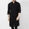 Ethnische Kleidung im saudischen Stil, mittellange Oberteile, für Männer, muslimische Robe, Pakistan, islamisches Gebet, Afghanistan, einfarbig, atmungsaktiv