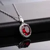 Double-r Classic 925 Silver Pendant Necklace Created Oval Ruby 2 0ct Gemstone Zircon Pendant For Women Wedding Jewelry Y19051602223Q