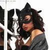 Party Masks Women Masks Female Leather Mask Half Face Fox Cosplay Leather Halloween Party Ball Punk Adult Game Toys Supplies Q231009