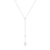 Hangers BOAKO Luxe Femme Bijoux 925 Sterling Zilver Y-vormige Glanzende Liefde Hart Dangle Ketting Voor Vrouwen Temperament Trendy Kettingen