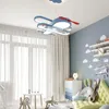 ペンダントランプ子供用ルームシャンデリアモダンミニマリストクリエイティブ漫画航空機の男の子と女の子の青い寝室天井ランプ