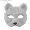 Party Masks Furry Fox Masks Half Face Eye Mask for Women Men Cosplay Prop Halloween Christmas Carnival Party Animal Cosplay Mask Accessories Q231009