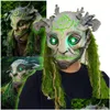 Party Masks Steampunk Elf Fl Face Mask Halloween Cool Head Led Latex Cyberpunk Cosplay Mascara Carnival Masquerade Glow Drop Delivery Dhmrl