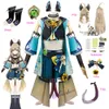 Jogo genshin impacto kirara cosplay traje peruca orelhas de gato cauda sapatos acessórios conjunto completo anime traje de halloween para mulher xxxlcosplay