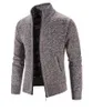 Men's Sweaters Autumn Winter Velvet Thick Warm Knitwear Jacket Coat Youth Slim Fit Thread Cardigan Streetwear Sweater