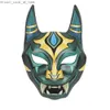 Masques de fête Adulte Unisexe Résine Japonais Monstre Diable Hannya Noh Kabuki Démon Oni Samurai Masque Complet Halloween Bleu Rouge Fête Q231009