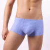 Mutande Blu scuro Intimo da uomo Boxer Pantaloncini sexy a vita bassa traspiranti Boxer lunghi da uomo Gay Mutandine Hombre