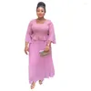 Etniska kläder 2023 Afrikanska klänningar för kvinnor Elegant bröllopsfest aftonklänning Kaftan Abayas Plus Size Chiffon Boubou Dress