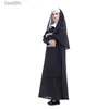 Thème Costume 1PC Femmes Adultes Nonnes Traditionnelles Vient Robe Noire Religieux Catholique Prêtre Sœur Vêtements Cosplay Party DressL231007