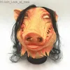 Partymasken Halloween Gruselmaske Neuheit Schweinekopf Horror mit Haarmasken Caveira Cosplay Kostüm Realistisches Latex Festivalzubehör Wolfsmaske Q231007