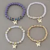 Charm Bracelets Kymyad Bohemia Jewelry Set Crystal Resin Beads Bracelet Gold Color Butterfly Multilayer Beaded Sets