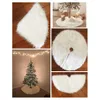 Christmas Decorations Snowy White Christmas Tree Skirt Plush Faux Fur Xmas Trees Carpet Mat Ornaments For 2024 Year Home Party Decoration 231006