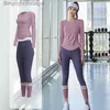 Aktywne zestawy Women Trening Odzież Gym Zestaw Jogi Joga Fitness Sportswear Pant +Sport T-shirt płynne legginsy Aktywne zużycie strój SITL231007