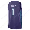 Lamelo Ball Jersey Brandon Miller Basketball Jerseys 2023 City White Teal Purple Black Pinstripe Home Away Men Dorosły rozmiar S M L XL 2XL