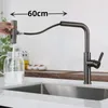 Kitchen Faucets 3-Mode Handle Pull Stainless Steel Single Hole Deck Mounted Waterfall Stream Sprayer Sink Tap Cold And Mixer