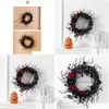 Other Event Party Supplies Halloween Black Door Hanging Dead Branches Garland Simation Flower Decoration Wreath Layout Rattan Circle W Dhwhj