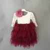 Mädchen Kleider 2023 Farben Mädchen Maxi Lange Spitze Kleid Für Jahr Kinder Flauschige Hochzeit Blume Prinzessin Party