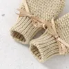 First Walkers Baby Shoes Gloves Hat Sets Knitted 3PC Infant Kid Bed Boots Slip-On Mittens Bonnet Handmade 0-18M Born Girl Boy Clothes Warm