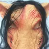 Máscaras de fiesta Máscara de miedo de Halloween Novedad Cabeza de cerdo Horror con pelo Caveira Traje de cosplay Realista Látex Festival Suministros Lobo Q231009