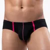 Cuecas masculinas sexy roupa interior baixa cintura elástica gelo seda gay homens bulge nadar briefs malha respirável calcinha homem u bolsa convexa