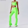 Active Set Yoga Set 2st Gym Set Rib Workout Clothes for Women Leggings Sports Bh Suit Fe Clothing High midje Leggings Women Tracksuitl231007