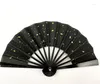 Decorative Figurines 5.12 Inches Mini Xuan Paper Portable Pocker Fan Black Red White Gold Chinese Hand Held Fans Women Bamboo Folding