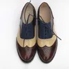 Pantoufles personnalisées faites à la main, chaussures en cuir véritable de vache, chaussures décontractées à talons plats, Brogues Oxfords pour étudiants, 231006