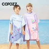 Serviettes Robes Poncho filles serviette de plage dessin animé cape à capuche licorne imprimé microfibre enfants natation serviette de bain bébé garçon peignoir piscine Robes 231007