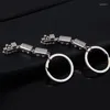 Keychains 2023 Fashion Mini Train Model Alloy Metal Keyring Creative Key Fob Car Pendant Bag Charm för män och kvinnor