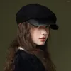 BERETS 2023ビンテージフランスの帽子シックウール女性大人の女の子冬の温かい帽子ブリムニットファッション秋