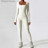 Aktive Sets Overall Gym Workout Yoga Kleidung Tanz Fitness Langärmelige Einteilige Sport Overall Sexy Engen Boilersuit Frauen Trainingsanzug L231007