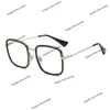 Designer Luxury Brand Eyewear Case Metal Flat Lenses Men's Anti-Blue Tide Frame Casual Glasses