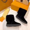 Snowdrop płaskie buty na kostce potrójnie czarno -brązowe zamszowe zamszowe platforma mody botki Lady Winter Snow Martin Bot
