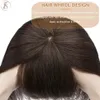 الدانتيل Tess Human Toppers 8.5x8.5cm Women Topper 2cm Vortex Hair Center Center Crown Hine-Made Hairne with Bangs 231006