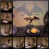 Party Masks Funny Shadow Candle Holder Home Tablett Dekorativ Tealight Candle Stands Halloween Horror Atmosphere Projection Ornament Q231007